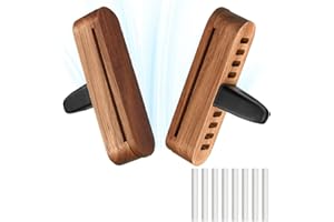 JUGGPENG Dyfuzor samochodowy, 2 sztuki dyfuzorów samochodowych do olejków eterycznych, zapach do wnętrza samochodu, z 4 nakładkami uzupełniającymi, zapach drewna dla większej przyjemności z jazdy i