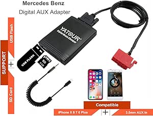 Mercedes Benz Iphone Stereo Aux Adapter Kfz Digital Audio Eingang Interface Mit Sd Karte Ipod Mp3 Usb 3 5 Mm Aux In Lighnting Musik Player Fur Mercedes Benz Alle Modell 1994 1998 Amazon De Elektronik Foto