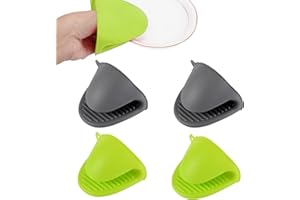 BYYT 2 Paia Di Guanti Da Forno In Silicone Addensanti, Mini Guanti Da Forno, Resistenti Al Calore, Antiscivolo, Mini Presine In Silicone Resistenti Al Calore, Per La Cottura, Barbecue (Grigio, Verde)