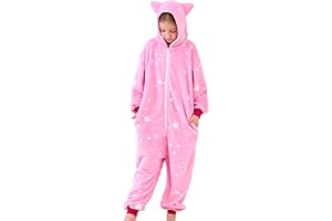 Ceruwum Girls Cat Ears Sleepsuit Kids Cat Animal Onesie Pyjamas