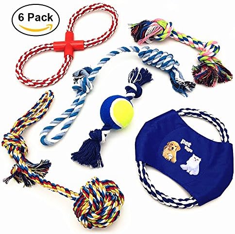 Dog Rope Toys ANICOR Colour Rope Durable Chew Toys Cotton Rope Clean the teeth Toys For Small, Medium and Large Dogs 5 Pack Gift Set (Medium, Multicolor)