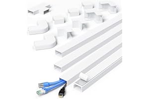 MUDEELA Cable Trunking, 4M Trunking for TV Cables, Self Adhesive Wall Cable Tidy, Cable Management to Hide Wall Mount TV Powers Cords in Home Office, 4X 1M Lengths, W24mm, H14mm, White
