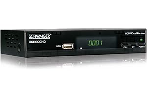 Schwaiger GmbH- Full HD Kabelreceiver/digitales Kabelfernsehen/USB 2.0-, HDMI-, SCART-Anschlüsse/Fernbedienung und Batterien inklusive/schwarz, DCR600