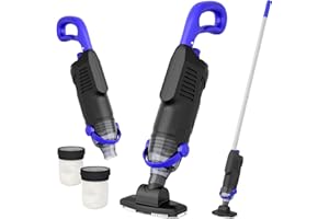 NICHRO Kabelloser Poolsauger für Whirlpools & Aufstellpools | 60W Pool Bodensauger mit 5000mAh Akku, 68L/min Saugkraft | Leichter Poolreiniger mit 1,6m Abnehmbarer Stange & 2 Filter (Schwarz)