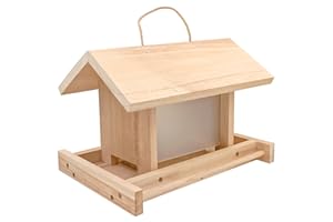 Zeqeey Mangiatoia per uccelli in legno appesa Mangiatoia per uccelli in legno di grande capacità all'aperto per l'alimentazione all'aperto Giardino Uccelli selvatici Fringuelli Robin Passero Blue Jay