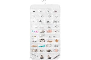 RANYAKE 80 transparente Fächer Schmuckaufbewahrung Wand,Schmuck-Organizer,Schmuckhalter Wand,Schmuck Aufbewahrung(Weiß)