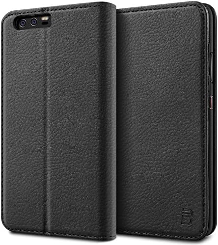 BEZ Case for Huawei P10 Case, Wallet Case Compatible with Huawei P10 Protective PU Leather Flip Cover with Credit Card Holders, Kick Stand, Money Pouch, Magnetic Closure, Black