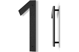 Yafimea Número de casa exterior 20 cm negro, Número grande para pared o valla con diseño moderno y efecto flotante 3D, plástico ABS resistente al clima (1)