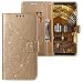 Produktbild Samsung Galaxy Note 8 Hülle, CLM-Tech Tasche aus Kunstleder Wallet Case mit Strass Steinen - Schutzhülle mit Standfunktion Kartenfach und Handschlaufe Flip Cover - Bookstyle Handy Flipcase Schmetterlinge Blumen gold, PU Leder-Tasche für Samsung Galaxy Note 8 Lederhülle