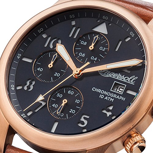 Ingersoll Herren Analog Quarz Uhr mit Leder Armband I01502