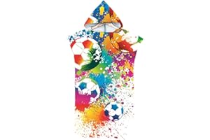 Lukery Bambini Asciugamano con Cappuccio, Sport di Palla Poncho da Bagno Bambino Asciugamano da Spiaggia Assorbente Accappatoio da Surf per Adult Ragazze Ragazzi (60x110cm,Graffiti)