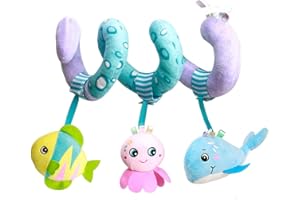 caterbee Juguetes para Asiento de Coche, Accesorios de Juguete para Cochecito de Felpa en Espiral para Actividades de bebé