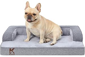 KSIIA Cuccia Cane Interno Cuscino Cane Sfoderabile e Lavabile, Ortopedica e Impermeabile con Base Antiscivolo, Con Cuscino a Forma di U, Grigio, 88x55x15cm
