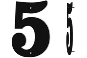 SHOWMTHEM Moderne Hausnummer aus Metall, 7,6 cm, langlebig, für den Außenbereich, Garten, Garage, Briefkasten, Dekoration, Buchstabe mit Nagelset, stabile Hausnummer für draußen, visuelles Schild (5)