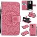 Produktbild Lonchee Asus Zenfone Go ZB452KG Leder Wallet Tasche Brieftasche Schutzhülle , Sonnenblumen geprägten Muster Design Hochwertige PU Leder Folio Tasche Case Hülle im Bookstyle mit Standfunktion Kredit Kartenfächer (rosa)