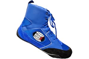 MNEX PRO FIGHTING LIMITED Boxing MMA Shoes - Suede & Mesh, Anti-Slip Rubber Sole | MNEX Boxing Shoes | Handmade | Light Weight | Size 3-12, Black, Red, Blue