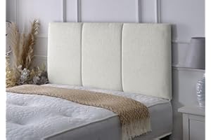 Serenity Headboards Divan Bed Headboard Alton Chenille 20'' Height Padded Paneled Headboard (Ivory, Double 4 FT 6 INCHES, Height 20 INCHES)
