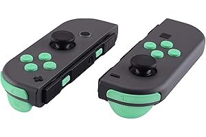 eXtremeRate Tasti Kit per Nintendo Switch/OLED Joycon,Pulsanti SR SL L R ZR ZL ABXY Direzionali Trigger Grilletto Pezzi di Ricambio con Cacciaviti per Switch/OLED,Senza Joycon-Menta Verde