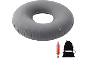 Topzora Sitzkissen OrthopäDische,Sitzring Nach Op,HäMorrhoiden Sitzkissen,Aufblasbares Sitzkissen mit Pumpe fur HäMorrhoiden,SteißBeinschmerzen, Schwangerschaft-Grau