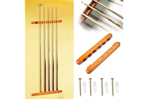 DURANTEY Soporte para Tacos de Billar Soporte Palos Billar de Madera Estante para Tacos de Billar de 6 Tacos Soporte para Tacos de Pool con 4 Tornillos y 4 Tapones de Expansión para Montar en Pared