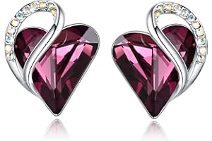 Leafael infinito Corazón amoroso Pendientes para mujer, Pendientes de piedra de nacimiento con cristales curativos, Joyería antialérgica regalos originales para mujer, Pendientes mujer plata