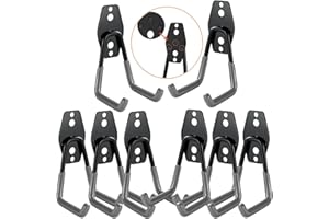 3-H Ganchos de Garaje Resistentes, Paquete de 8 Ganchos de Almacenamiento de Garaje de Acero, Soporte de Pared y Organizador de Herramientas, Cuerdas, Cables(gris)