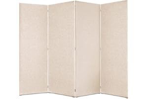 DESHOME - Separe divisorio interno dal design moderno, tessuto idrorepellente struttura in legno 4 ante - Separè divisorio paravento richiudibile pieghevole (Beige)