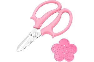 OFFCUP Garden Secateurs, Florist Scissors, Bypass Pruning Shears Professional Secateurs Pruning Scissors Snips, Hand Pruner Snip Trimming Tool with Thorn Remover Tool for Gardening Flower (Pink)
