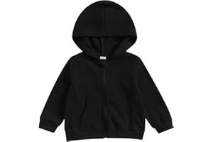 Siyova Toddler Hoodie Kids Hooded Sweatshirt Solid Color Long Sleeve Zip-up Sweatshirt Jacket for Boys Girls with Pocket