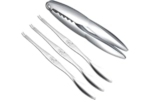 YZSZ Set di 4 Cracker per Aragosta E Granchio Set di Forchette Kitchen Craft Pinza per crostacei e forchette per frutti di mare Set di utensili per frutti di mare in acciaio inossidabile argento