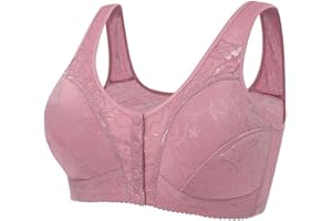 HAOLEI Femme Soutien-Gorge Bouton Devant sans Armatures Grand Maintien Posture Control Push Up Brassière Soutien Gorge Post Operatoire Sport Fermeture Devant sans Armature Brassiere Yoga
