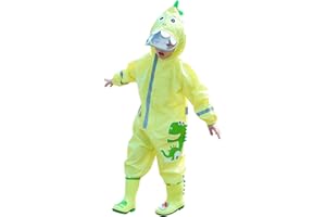 LIVACASA Płaszcz przeciwdeszczowy, oddychający, dla dzieci, kurtka przeciwdeszczowa, dla dziewcząt, ponczo przeciwdeszczowe, dla chłopców, wodoszczelny płaszcz przeciwdeszczowy dla dzieci, odblaski, odzież przeciwdeszczowa ze wzorem zwierzęcym, kaptur