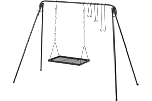 BBQ-Toro Balançoire de barbecue | 10 pièces | Grille réglable en hauteur avec 8 crochets | Foyer et support | Barbecue Swing