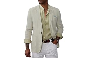 PJ PAUL JONES Chaqueta de lino de corte entallado casual para hombre, ligera, 2 botones, chaqueta deportiva y ajustada, chaqueta de corte silenciosa