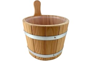 ‎WEIGAND Weigand Saunakübel BÄSTA aus Lärche 5 Liter mit verzinkten Bandstahlreifen und Kunststoffeinsatz I Lärchenholz I Saunaeimer I Saunazubehör I Kübel Bandstahl Einsatz