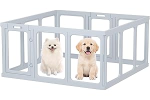 Gardner Pet Recinto para Perros en Acrílico Transparente, Corral Antirayaduras y Antideslizante, Parque Modular para Cachorros, Gatos y Conejos, Fácil de Limpiar y Expandible-12 Piezas- Gris