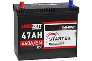 ‎LANGZEIT BATTERIEN LANGZEIT ASIA Autobatterie 47Ah 12V 460A/EN ASIA Batterie Plus-Pol Links 30% mehr Startleistung ersetzt 45Ah