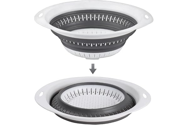 4UBonLife Passoire pliable en silicone, passoire alimentaire pliable, égouttoir à pâtes, passoire pour évier de cuisine, passe au lave-vaisselle, pour égoutter les pâtes, les légumes et les fruits