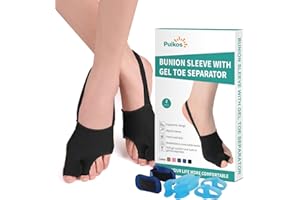 ‎PUIKOS Puikos Hallux Valgus Zehenspreizer Zehen Separator Set, 1 Paar Hallux Valgus Socken Bunion Corrector, 1 Stück Big Toe Strap und 2 Stück Zehenspreizer für Damen Herren (2 Zehen/Klein, Schwarz)