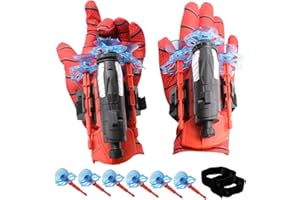 IQEPXTGO Super Hero Spider Launcher Handschuhe Spielzeug, Kunststoff Cosplay Spinnennetz Shooter Kinder Kunststoff Launcher Handgelenk Spielzeug Set, für Kinder Hero Cosplay Spielzeug,10Pcs