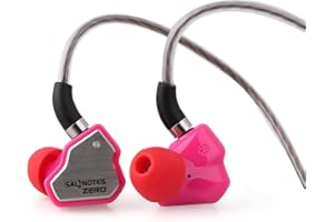 Linsoul 7Hz Salnotes Zero HiFi 10 mm dynamiczny sterownik, słuchawki douszne IEM z metalową membraną kompozytową ze stali nierdzewnej, panel czołowy, odłączany, 2-pinowy kabel OFC (różowe, bez