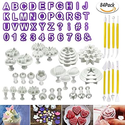 Bystep WisFox 84Pcs Fondant Sugarcraft Cake Décoration Plunger Cutters Avec outils de modélisation de Gâteau Moules à pâtisserie Rose Petal Moules Pour Fondants et Pâtes à Sucre