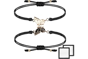 DGUSO 2 Pièces Bracelet Amitié Papillon, Bracelet d'amitié Réglable Bracelet Amitié Femme Papillon Bracelet Commun Couple,Bracelet Meilleure Amie Apportez Deux Coffrets Cadeaux