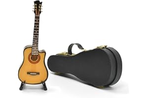 Musiin Miniature Guitar with Stand and Case, 13cm Mini 6 Strings Acoustic Cutaway, Home Music Studio Desk Shelf Decoration, Gift for Guitar Lovers(Cutaway)