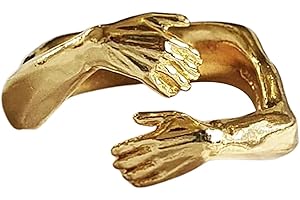 HshDUti 925 Sterling Silber Ringe, Kristall Ring Silber Hug Ring, Kristall Einstellbarer Ring Offener Ring Mode Ring für Paare Frauen Mädchen Schmuck Party Schmuck Warm Umarmung Silberring Gold