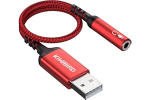 KiwiBird Adattatore USB a Aux Jack 3,5mm per Cuffie e Microfono, Auricolare USB, 4 Poli TRRS, Scheda Audio Stereo Esterna USB con DAC Compatibile con PS4, PS5, MacOS, Windows, Linux