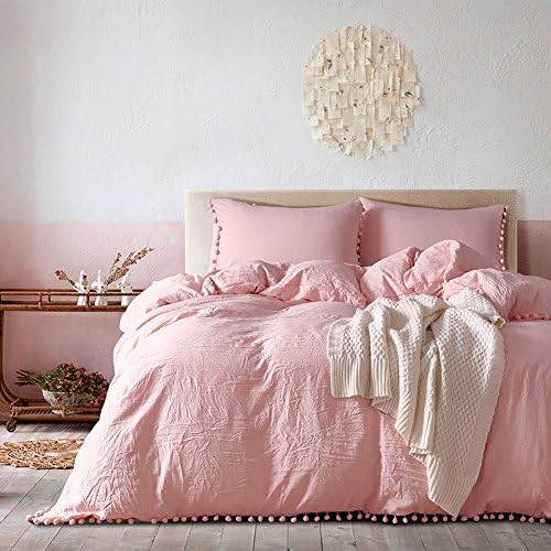 DuShow Solid color Soft 3pc Duvet Cover Set with Zipper Closure--110 gsm Ultra Soft Hypoallergenic Microfiber(Pink,Double)