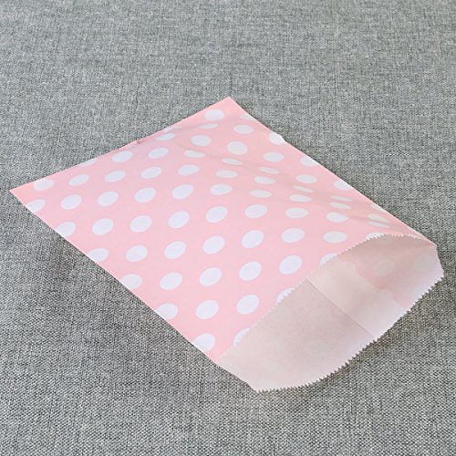 NUOLUX Treat Sacks,48pcs Wedding Candy Bar Bags Party Gift Bags Paper Bag (Pink) - 7