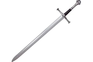 LOOYAR Middle Ages Medieval PU Foam Two Handed Sword Toy Great Sword Weapon Toy for Knight Soldier Warrior Costume Battle Play Halloween Cosplay LARP Silver?