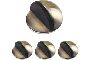 ZTOWOTO 4pcs Self Adhesive Door Stoppers,Mounted Half Moon Door Stop,Polished Oval Door Stoppers for Floor with Glue Wall Protector,Stainless Steel Door Stops Indoors for Home & Office Use（Silver & Bronze）